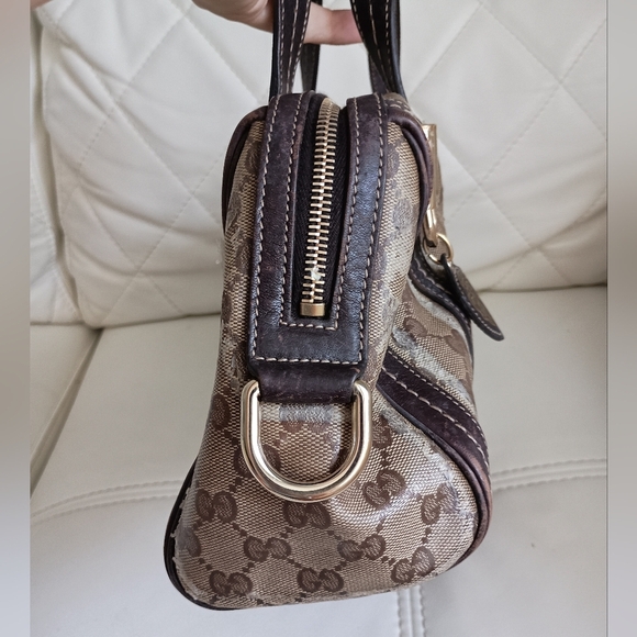 Authentic Gucci Crystal Monogram Duchessa Boston Bag Brown - Picture 4 of 14